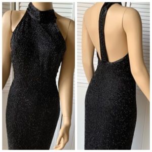 Vintage Oleg Cassini Black Tie beaded evening gown